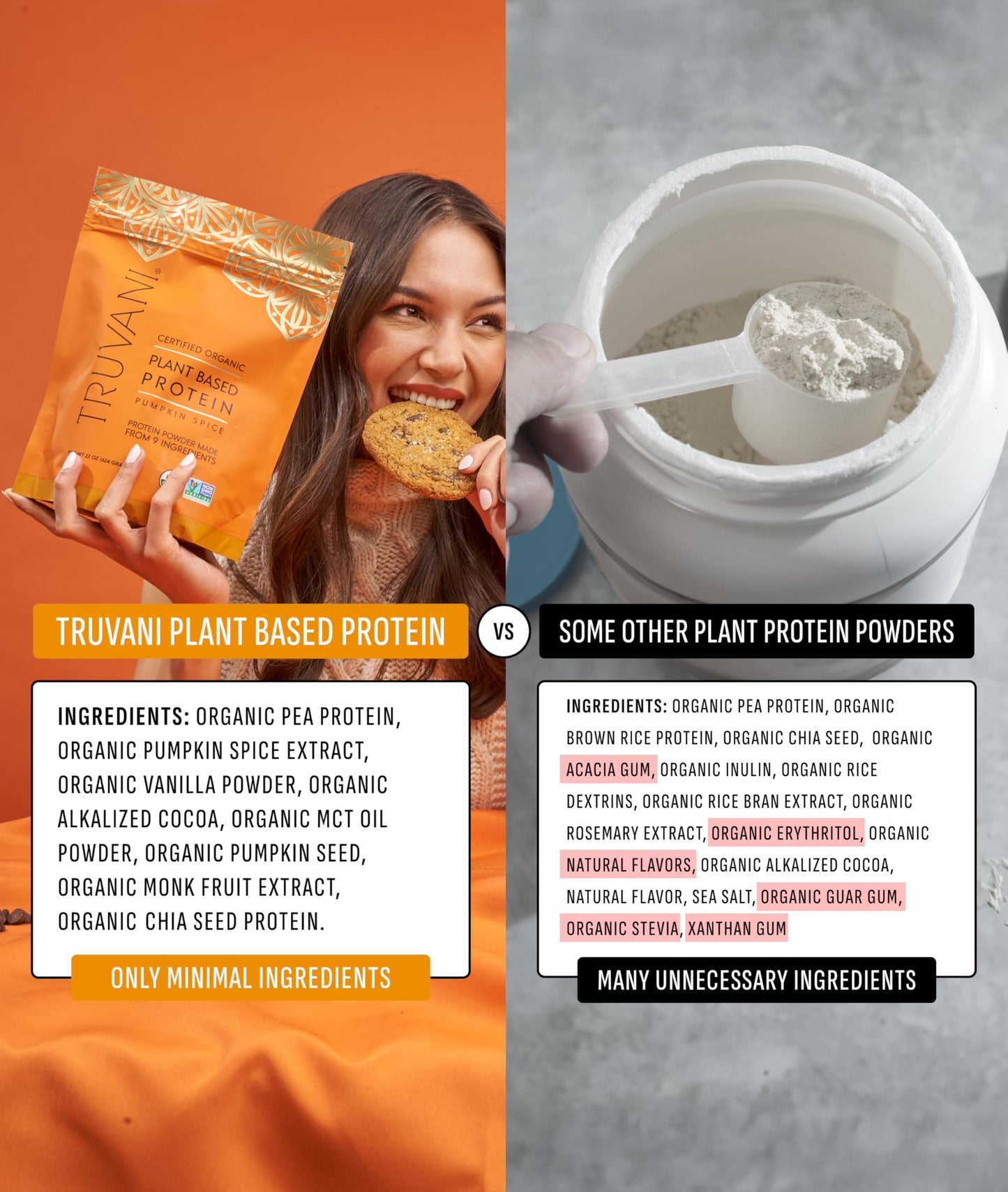 Truvani Vegan Protein Powder | Vanilla | 20g Organic Plant Based Protein | 18 Servings | Keto | Gluten & Dairy Free | Low Carb | No Added Sugar