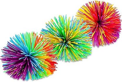 Leinuosen 12 Pieces Monkey Stringy Balls Sensory Stringy Ball Soft Rainbow Pom Bouncy Stress Bags Stuffers Party Favors Birthday Gifts, Multicolor (2.75 Inch) nirvanaguru