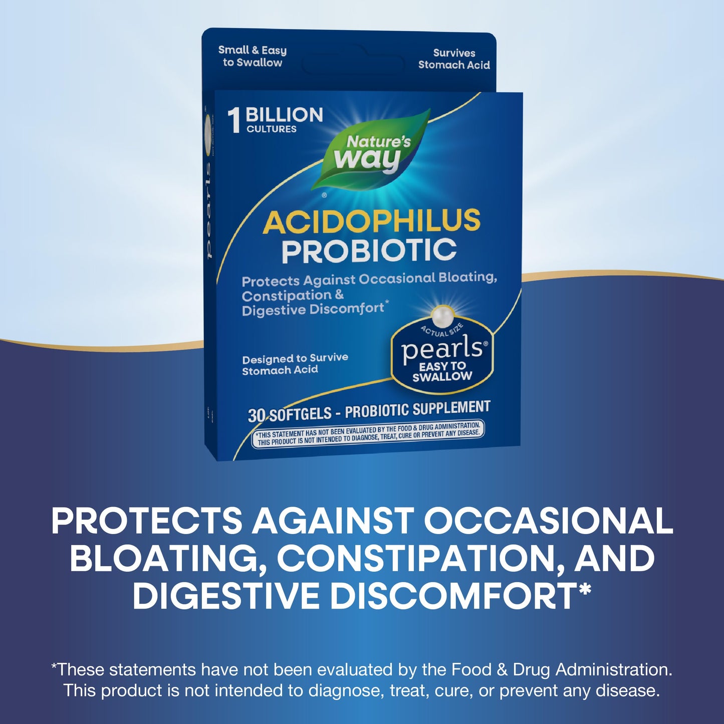 Nature's Way Acidophilus Probiotic Pearls, Supports Digestive Balance and Gut Health*, Protects Against Occasional Constipation and Bloating*, 1 Billion Live Cultures, 90 Softgels (Packaging May Vary) - Nirvana Guru