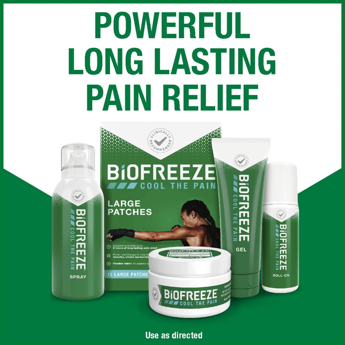 Biofreeze Large Pain Relief Patches, Menthol Pain Patches for Lower Back, Neck, Knee, & Shoulder, Comfortable & Flexible Fabric Stays in Place, FSA Eligible, 5 ct