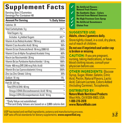 Nature Made Multivitamin + Omega-3, Dietary Supplement for Daily Nutritional Support, 140 Gummy Vitamins and Minerals, 70 Day Supply (Pack of 1) - Nirvana Guru