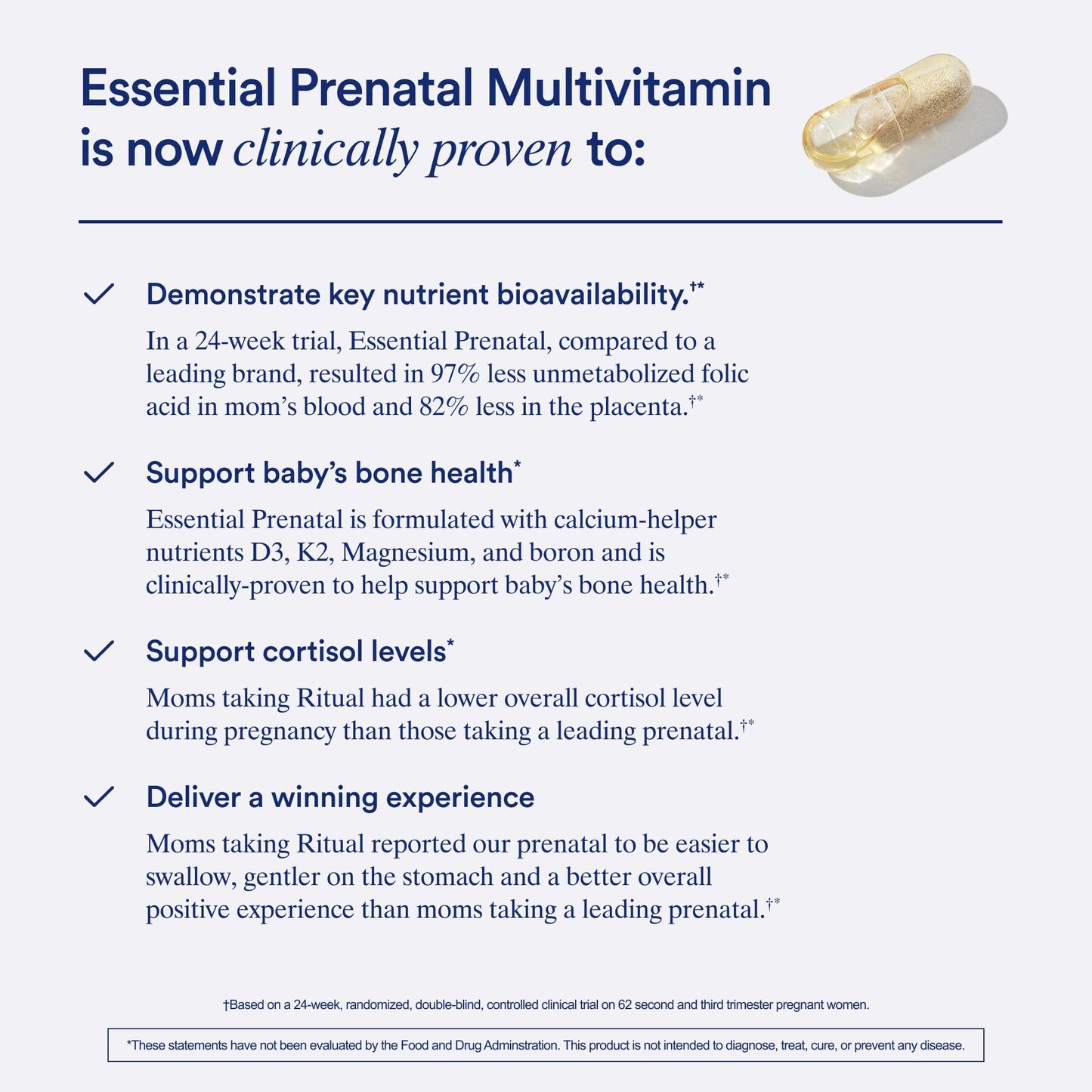 Ritual Essential for Women Prenatal Multivitamin: Folate & Choline for Neural Tube Support, Omega-3 DHA for Fetal Brain Development, Iron, Calcium-Helper D3 & K2, Non-GMO, Vegan, Citrus, 30 Days