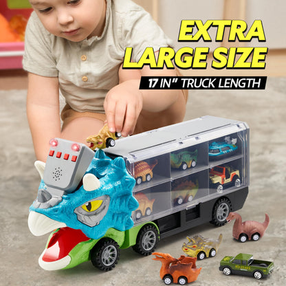 JOYIN 13 in 1 Dinosaur Toys for Kids 3-5, Dinosaur Truck with 12 Pull Back Cars, Small Cars Set, Birthday Gifts Toys for 3 4 5+ Year Old Boy, Transport Carrier Truck for Toddlers 3-4 Years Nirvana Guru