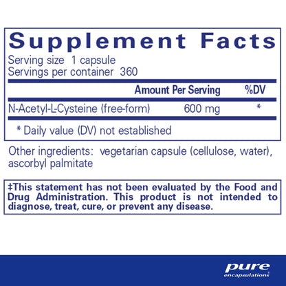 Pure Encapsulations NAC 600 mg - N-Acetyl Cysteine NAC Supplement for Lung Health & Immune Support, Liver Support & Antioxidants* - with Freeform N-Acetyl-L-Cysteine - 90 Capsules Nirvana Guru