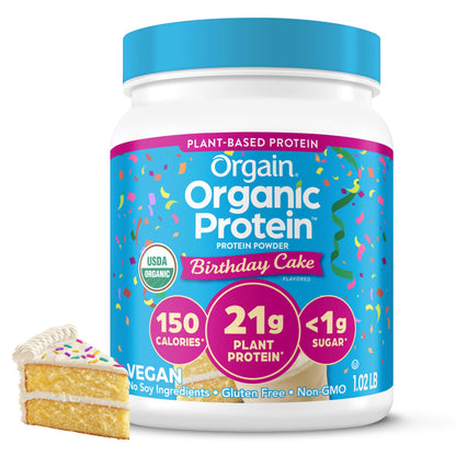 Orgain Organic Vegan Protein Powder, Vanilla Bean - 21g Plant Protein, 4g Prebiotic Fiber, No Lactose Ingredients, No Added Sugar, Non-GMO, For Shakes & Smoothies, 2.03 lb (Packaging May Vary)
