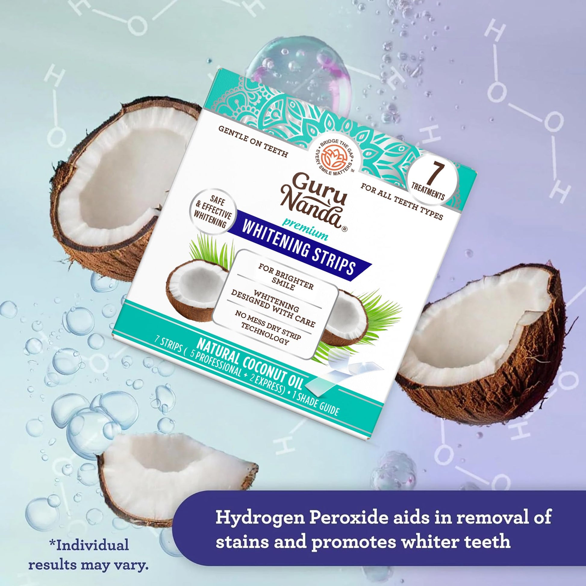 GuruNanda Teeth Whitening Strips - 7-Day Treatment with Non-Slip, Dry Strip Technology - Whitening Designed with Care for a Brighter Smile Nirvana Guru