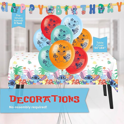 Lilo and Stitch Birthday Party Decorations for 16 | Banner, Tablecloth, Balloons, Plates and Napkins, Sticker | Stitch Birthday Decorations Nirvana Guru