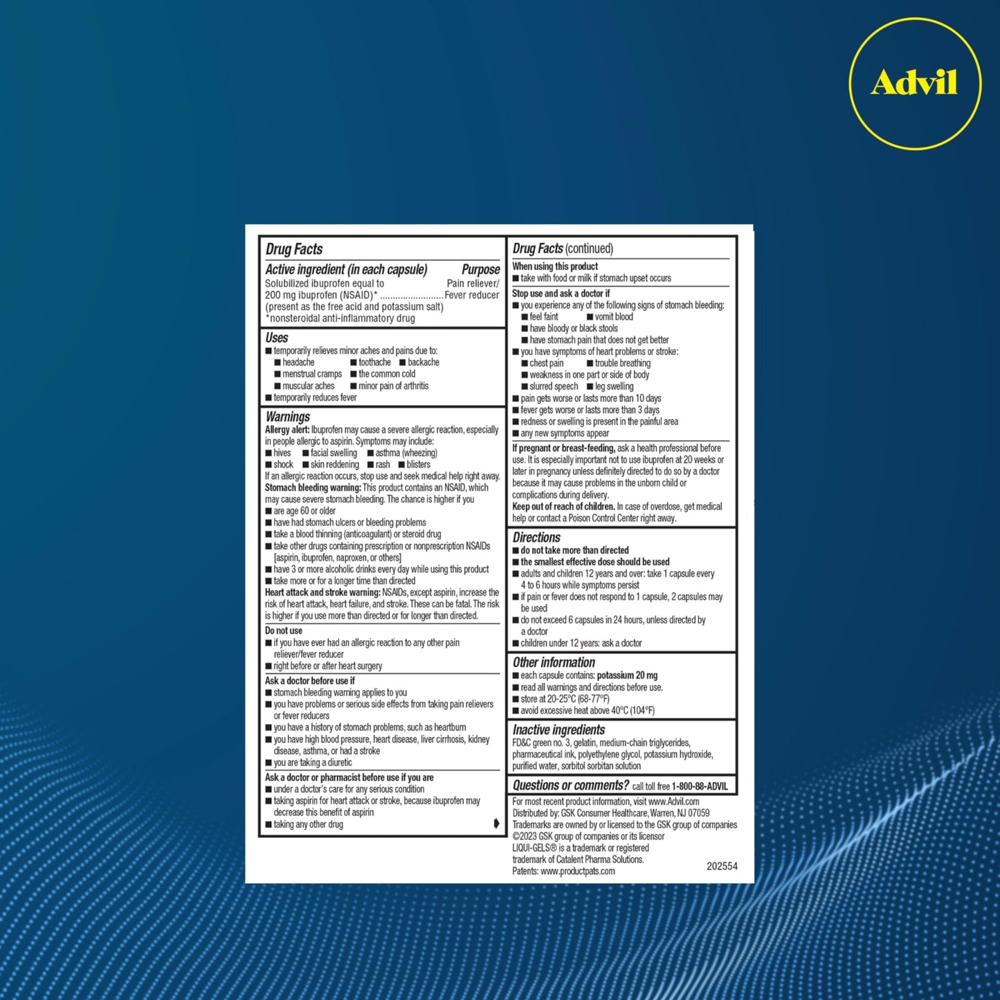 Advil Liqui-Gels minis Pain Reliever and Fever Reducer, Pain Medicine for Adults with Ibuprofen 200mg for Pain Relief - 200 Liquid Filled Capsules