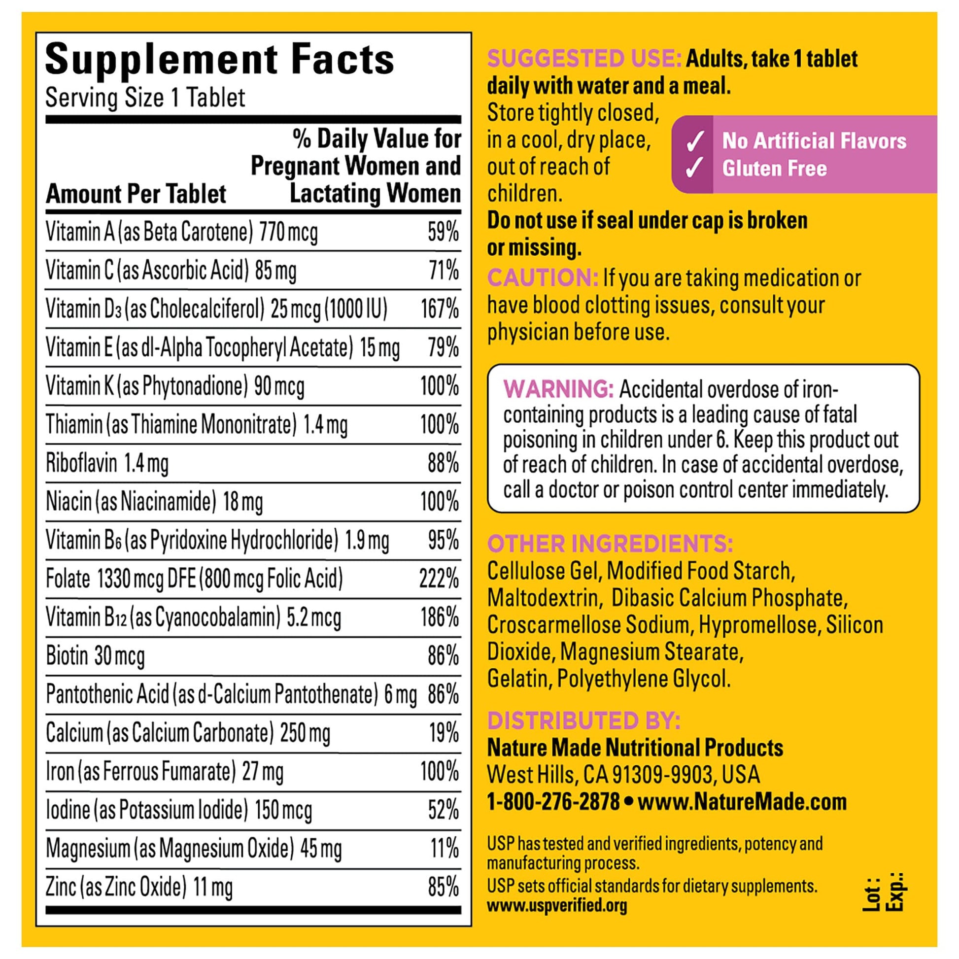 Nature Made Prenatal Multivitamin with Folic Acid, Prenatal Vitamin and Mineral Supplement for Daily Nutritional Support, 250 Tablets, 250 Day Supply - Nirvana Guru