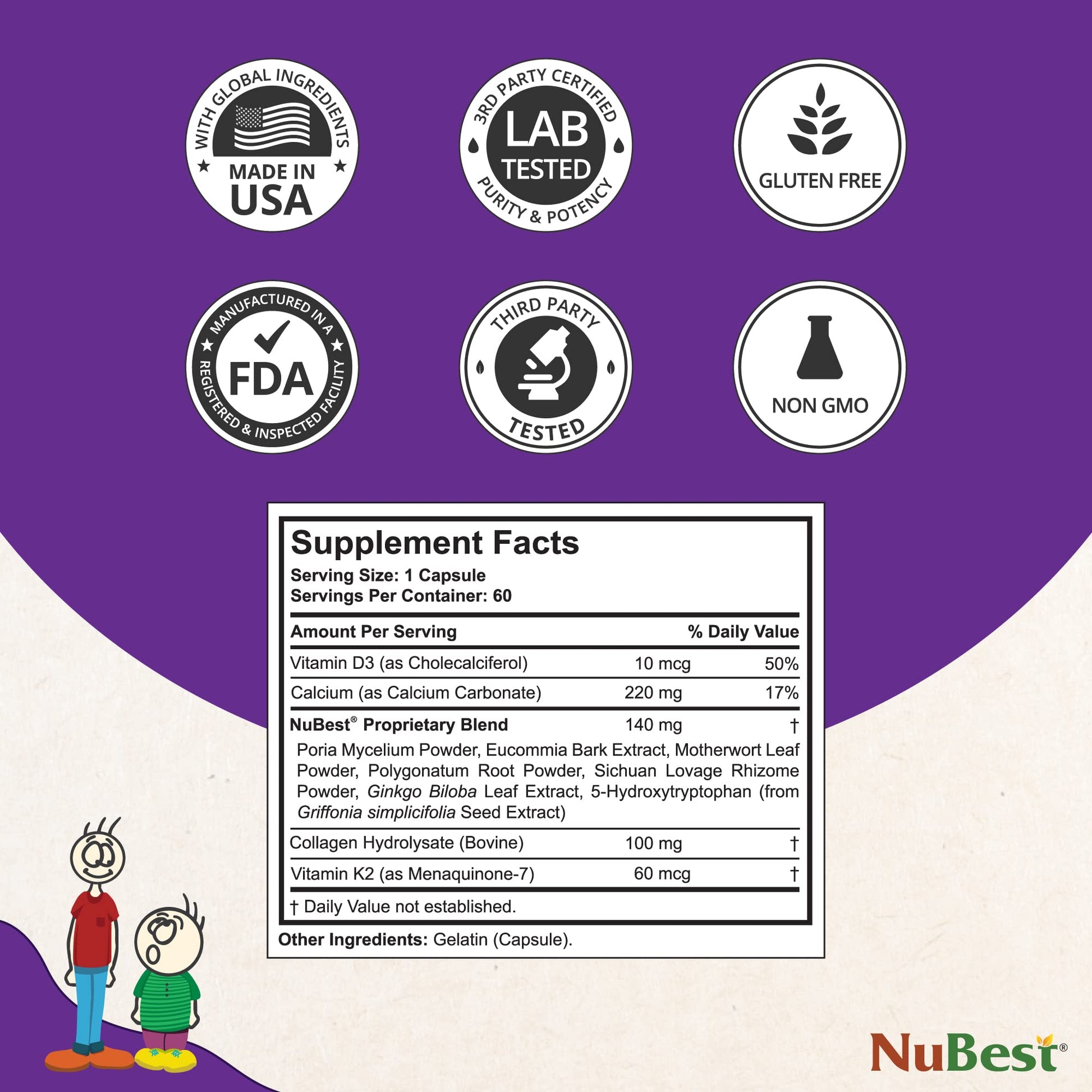 NuBest Tall 10+ Premium Bone Strength Formula, Enhanced Immunity and Overall Health for Age 10+ with Calcium, Vitamin D3, Vitamin K2, and Multivitamins | 60 Capsules | 1 Month Supply Nirvana Guru