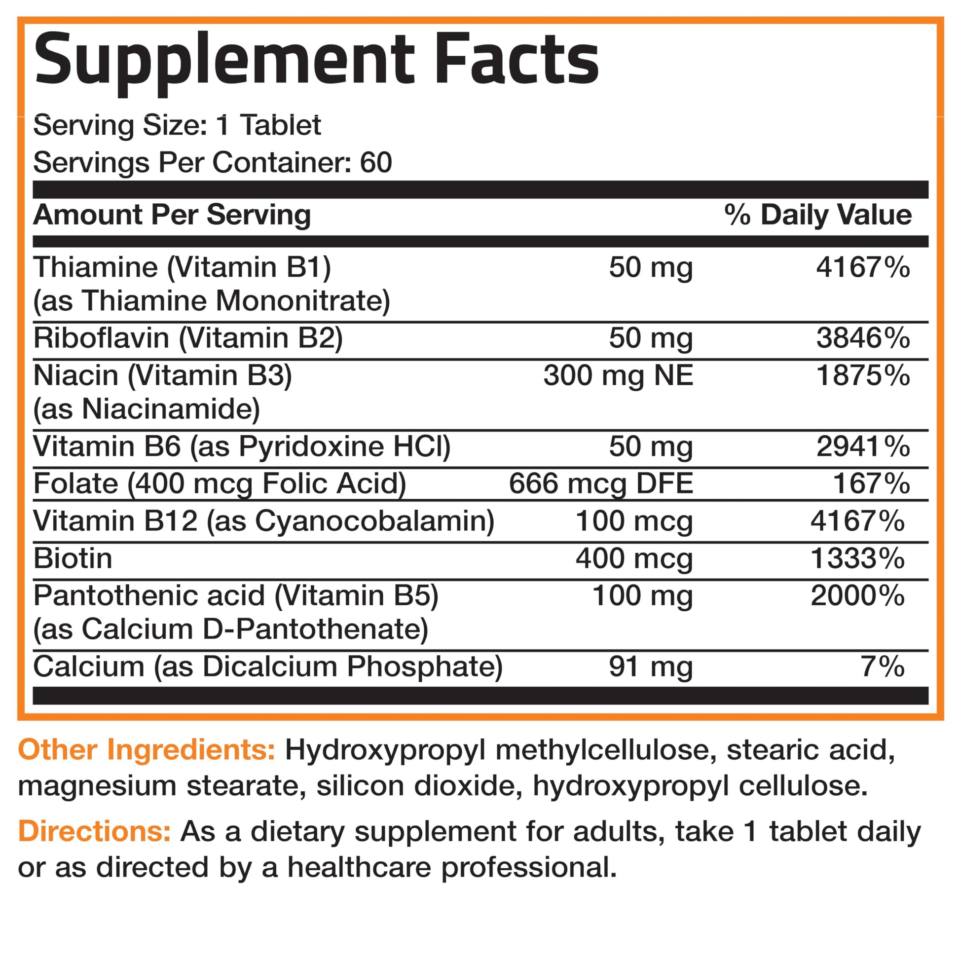 Bronson Super B Vitamin B Complex Sustained Slow Release (Vitamin B1, B2, B3, B6, B9 - Folic Acid, B12) Contains All B Vitamins 60 Tablets Nirvana Guru