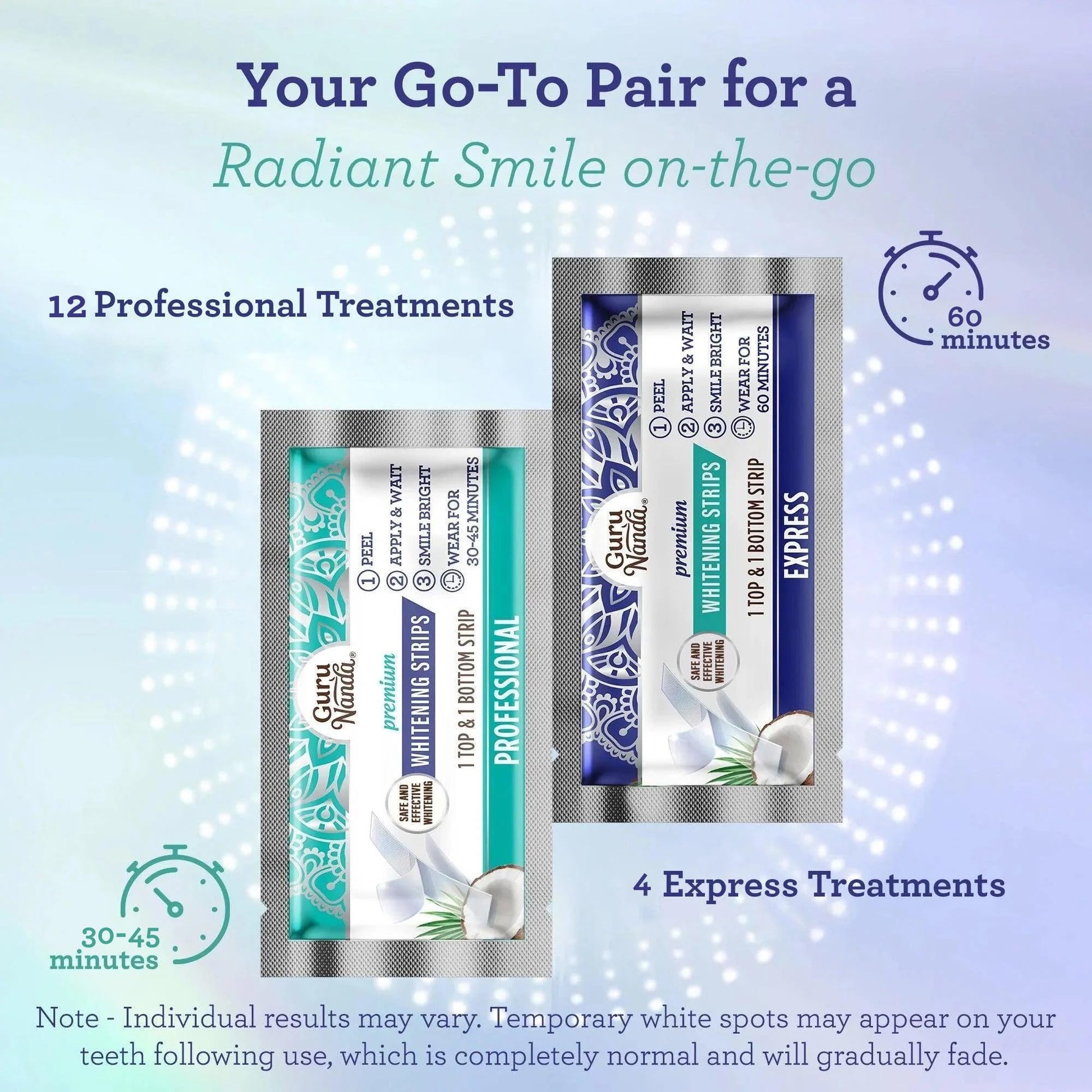 GuruNanda Teeth Whitening Strips - 7-Day Treatment with Non-Slip, Dry Strip Technology - Whitening Designed with Care for a Brighter Smile Nirvana Guru