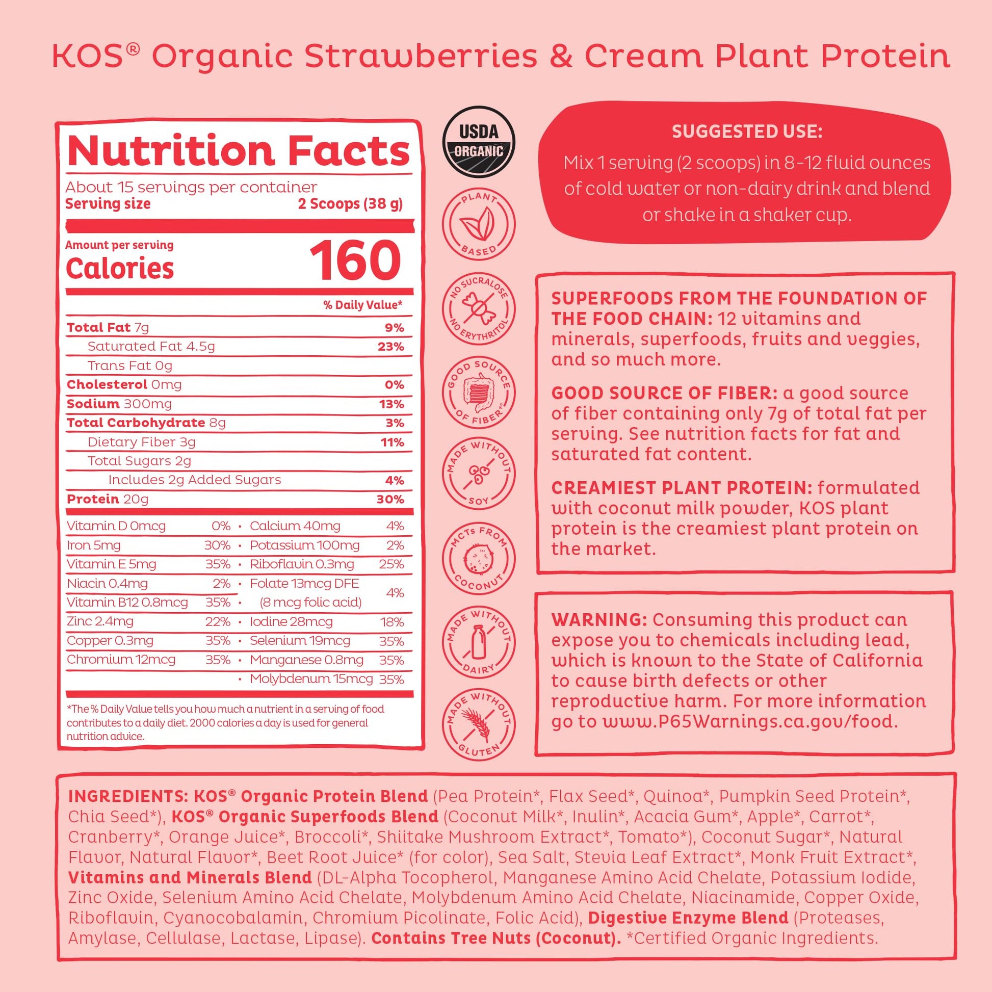KOS Vegan Protein Powder Erythritol Free, Vanilla USDA Organic - Pea Protein Blend, Plant Based Superfood Rich in Vitamins & Minerals - Keto, Dairy Free - Meal Replacement for Women & Men, 28 Servings - Nirvana Guru
