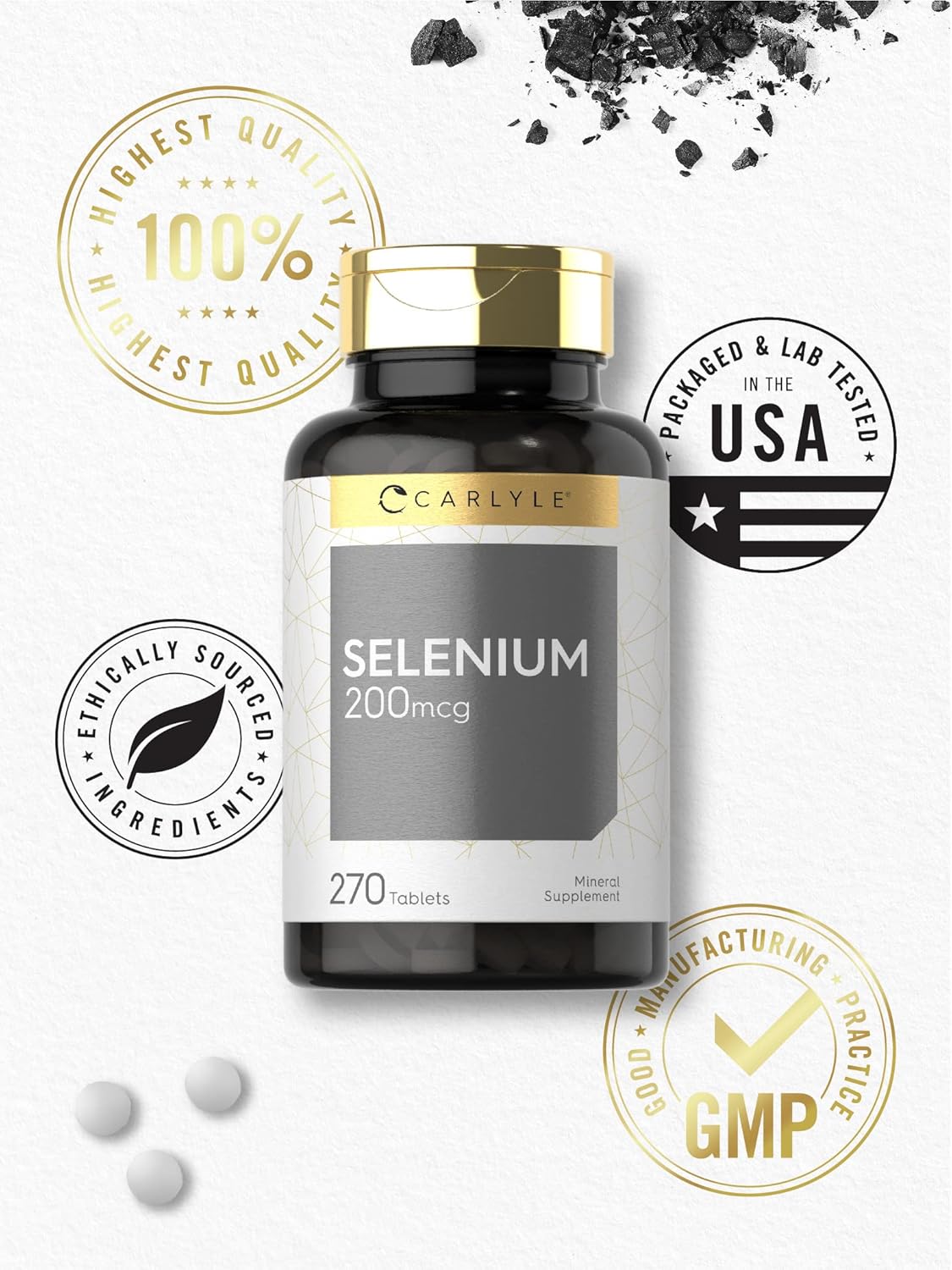 Carlyle Selenium Supplement 200mcg | 270 Tablet Capsules | Essential Trace Mineral | Vegetarian, Non-GMO, Gluten Free Nirvana Guru