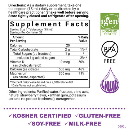 Bluebonnet Nutrition Liquid Calcium Citrate, Magnesium, Vitamin D3, Bone Health, Gluten Free, Soy Free, Milk Free, Kosher, 16 fl oz, 32 Servings, Mixed Berry Flavor Nirvana Guru