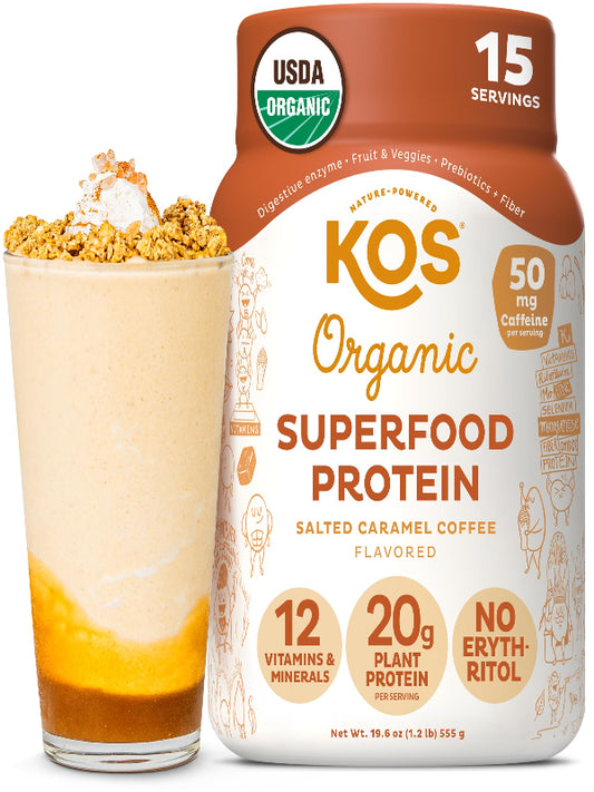 KOS Vegan Protein Powder Erythritol Free, Vanilla USDA Organic - Pea Protein Blend, Plant Based Superfood Rich in Vitamins & Minerals - Keto, Dairy Free - Meal Replacement for Women & Men, 28 Servings - Nirvana Guru