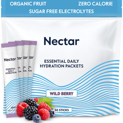 Nectar Hydration Packets - Electrolytes Powder Packets - Sugar Free & 0 Calorie - Organic Fruit Liquid Daily IV Hydrate Packets for Dehydration Relief & Rehydration (Tropical 30 Pack) - Nirvana Guru