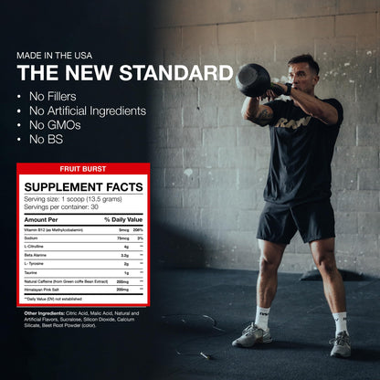 RAW Nutrition - Essential Pre - Chris Bumstead Pre Workout Formula, Sports Nutrition Pre-Workout Powders | Men & Womens Drink, Energy Powder for Working Out (Peach Mango)