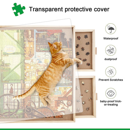 ALL4JIG 1500 Piece Rotating Puzzle Board with Drawers and Cover,25"x34"Portable Wooden Jigsaw Puzzle Table for Adults Portable,Lazy Susan Spinning Puzzle Boards Birthday Gift for mom Nirvana Guru