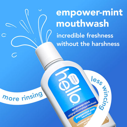 Hello Peace Out Plaque, Antigingivitis Alcohol Free Mouthwash, Natural Mint with Aloe Vera and Coconut Oil, Fluoride Free, Vegan, SLS Free and Gluten Free, 16 Ounce (Pack of 3) Nirvana Guru