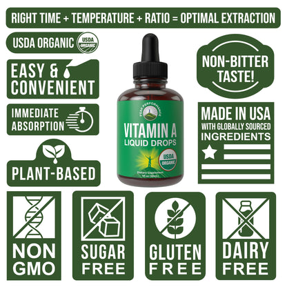 Certified Organic Vitamin A 5000 IU Supplement Capsules High Potency Vitamins. For Adults, Men, Women, Kids. Made with Organic Carrot Juice. Great for Immune, Skin, Eye Support. Non GMO, Vegan Pills Nirvana Guru