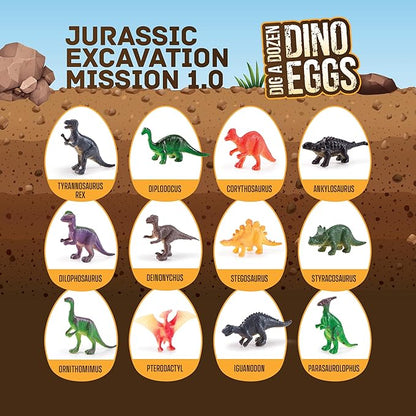 Dan&Darci Dig a Dozen Dino Egg Kit for Kids - Dinosaur Toys Gift 3-12 Year Old - 12 Eggs & Surprise Dinosaurs - Basket Stuffers - Science STEM Activities - Boy Toy Party Gifts for Boys & Girls nirvanaguru