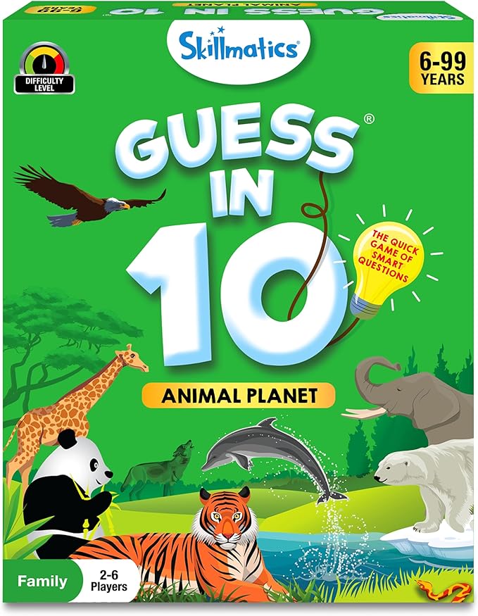 Skillmatics Guess in 10 Animal Planet, Card Game, Perfect for Boys, Girls, Kids, Teens, Adults Who Love Animals, Trivia Games, Travel Games, Gifts for Ages 6, 7, 8, 9, 10, and Up nirvanaguru