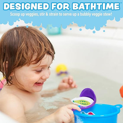 Tub Works® Tub Soup™ Scoop, Strain & Play Toddler Bath Toy | Floating Foam Veggies, Ladle for Scooping & Soup Pot for Straining | Pretend Play Cooking Kids Bath Toys | Creative Bathtub Toys nirvanaguru