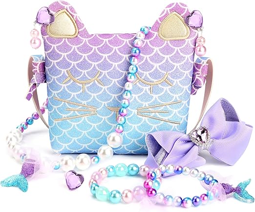 mibasies Purse for Little Girls Dress Up Jewelry Pretend Play Kids Accessories Mermaid Gifts nirvanaguru