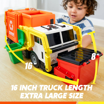 JOYIN Large Friction Powered Garbage Truck Toy Set, Includes Dumpster, Trash Bins, and Learning Cards for Kids, Boy Toys Birthday Gift for Boys Girls Kids Toddler Nirvana Guru