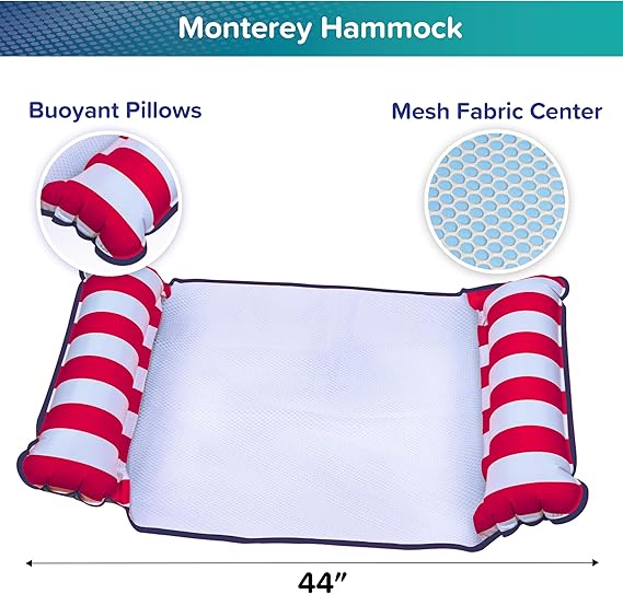 Aqua 4-in-1 Monterey Hammock Pool Float & Water Hammocks, 1-2-3-4 Multipacks – Multiple Colors/Styles – for Adults and Kids Floating nirvanaguru