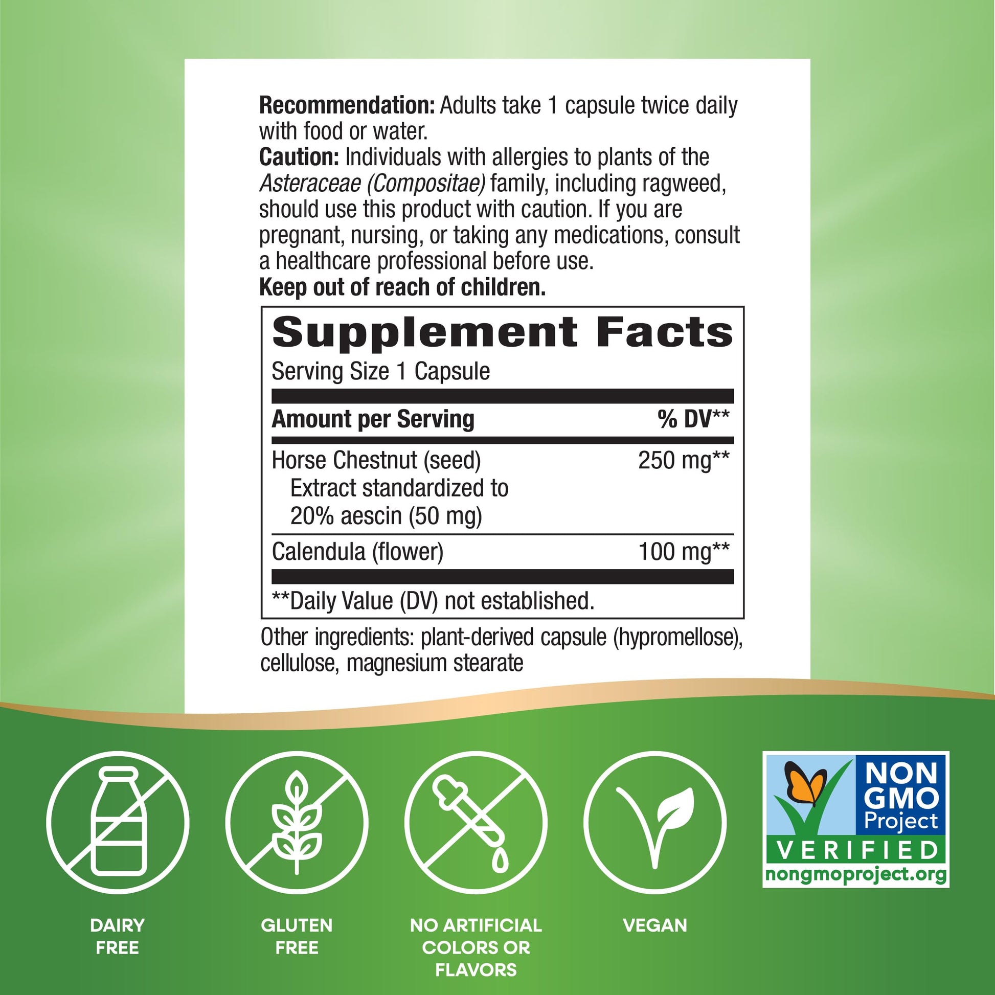 Nature's Way Standardized Horse Chestnut, Premium Extract, Promotes Healthy Leg Veins*, 250 mg per Serving, Vegan, 90 Capsules - Nirvana Guru