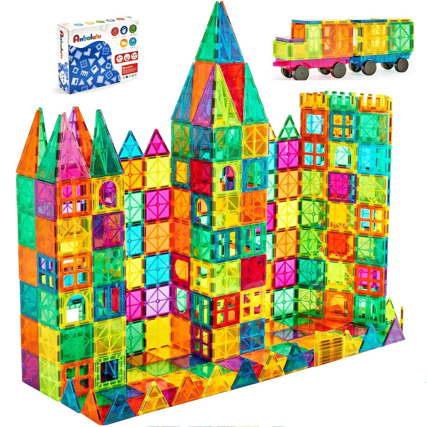 Magnetic Building Tiles, 134PCS Large Magnet Building Set,Magnetic Blocks, 3D STEM Stacking Toys, Magnets Toy for Kids Boys Girls Nirvana Guru
