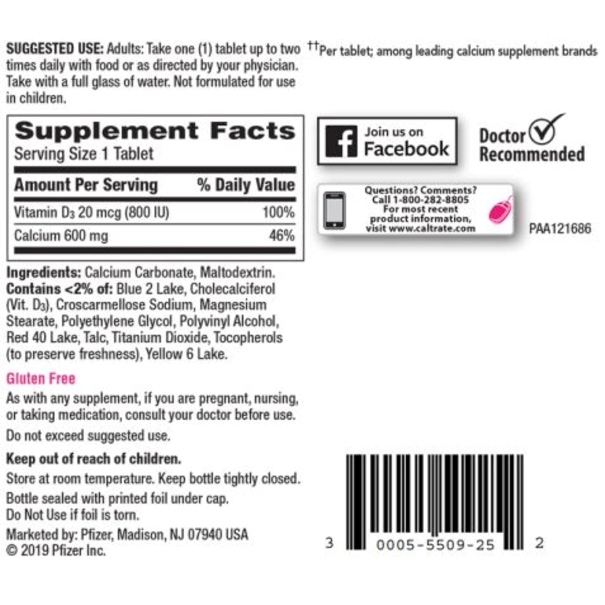 Caltrate 600 Plus D3 Calcium and Vitamin D Supplement Tablets, Bone Health Supplements for Adults - 200 Count Nirvana Guru