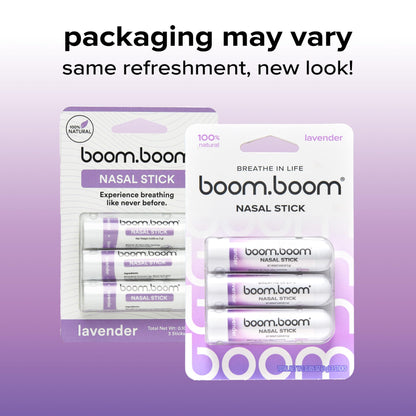 BoomBoom Nasal Stick | Vapor Flow Technology | Cool Refreshing Sensation | Natural Mood Boost | Simple Ingredients | Essential Oils + Menthol Inhaler (Mint, Wintermint, Tropical, Lavender) Nirvana Guru