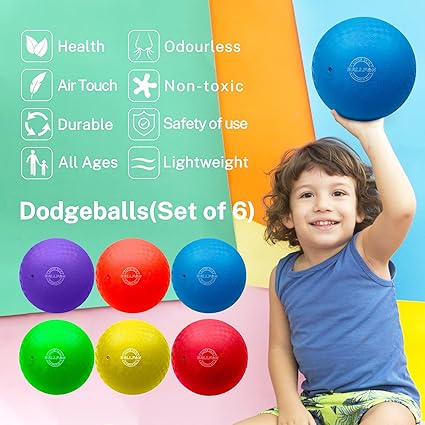Dodgeballs Playground Balls, Dodge Ball Set for Kids & Adults, Bouncing Kickballs Handball for Outdoor & Indoor Games - Includes Pump & Mesh Storage Bag nirvanaguru