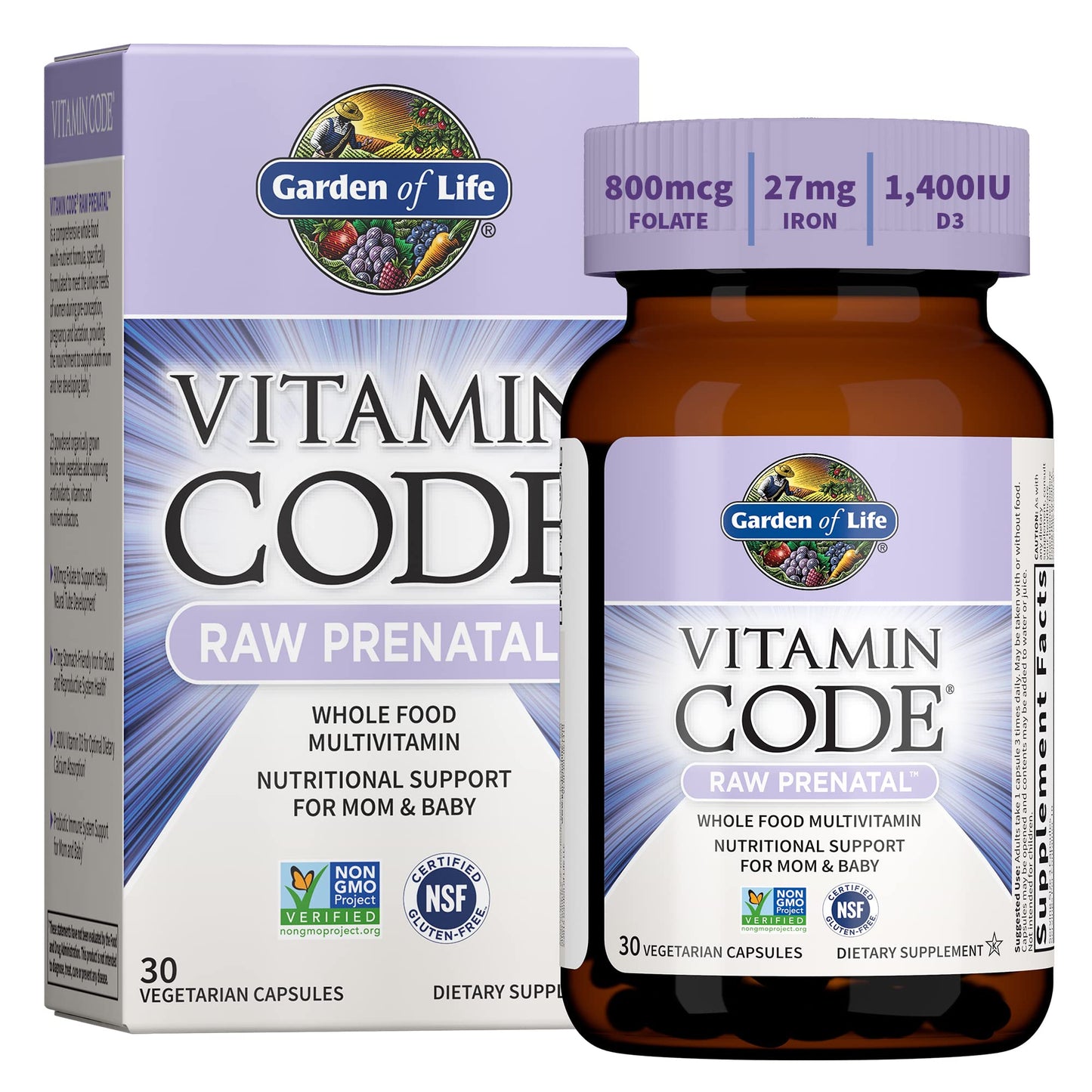 Prenatal Multivitamin for Women from Whole Foods with Biotin, Iron & Folate not Folic Acid, Probiotics for Immune Support - Vitamin Code Raw by Garden of Life - Pregnancy Must Haves - 180 capsules - Nirvana Guru
