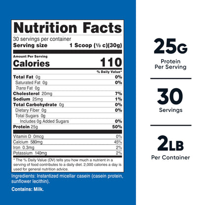 Nutricost Casein Protein Powder 2lb - Micellar Casein, Gluten Free, Non-GMO (Unflavored) - Nirvana Guru