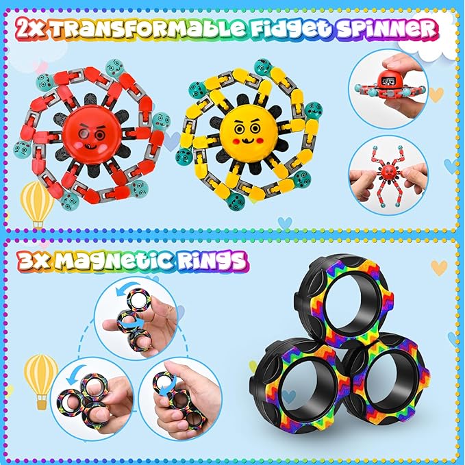 15Pack Fidget Toys Bulk for Adult Kid, Carnival Prizes Stress Anxiety Calm Down Sensory Autism ADHD Autistic Christmas Stocking Stuffer Gift Figette Classroom Treasure Box School Must Have Special Set nirvanaguru