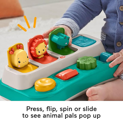 Fisher-Price Baby Early Learning Toy with Fine Motor Activities for Cause-and-Effect Play, Busy Buddies Pop-Up nirvanaguru
