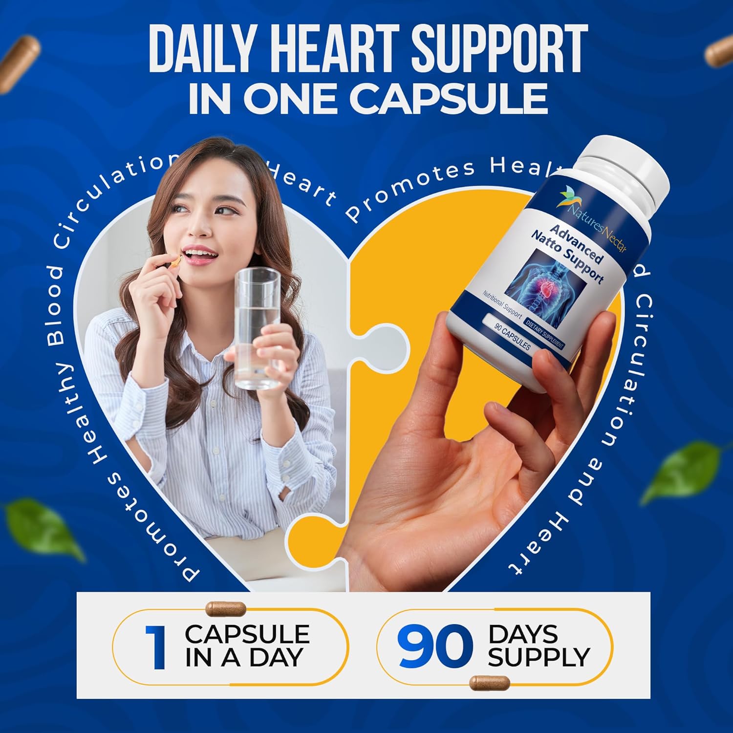 Nature's Nectar Organic Nattokinase supplement 200mg – Double Strength Nattokinase 4000 fu Natural Blood Thinner Supports Cardiovascular & Blood Circulation Health – Non GMO & Gluten Free, 90 Capsules Nirvana Guru