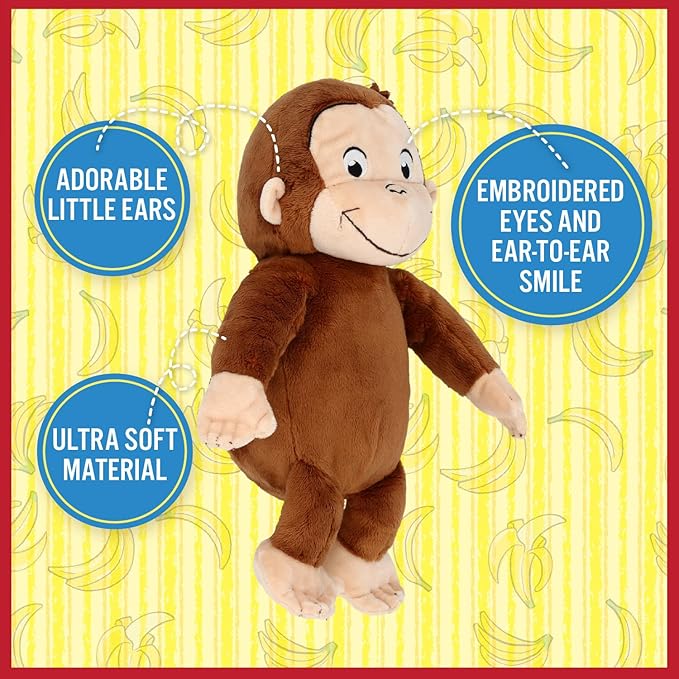 KIDS PREFERRED Curious George Monkey Stuffed Animal Plush Toys Soft Cutest Cuddle Plushie Gifts for Baby and Toddler Boys and Girls - 8 Inches nirvanaguru