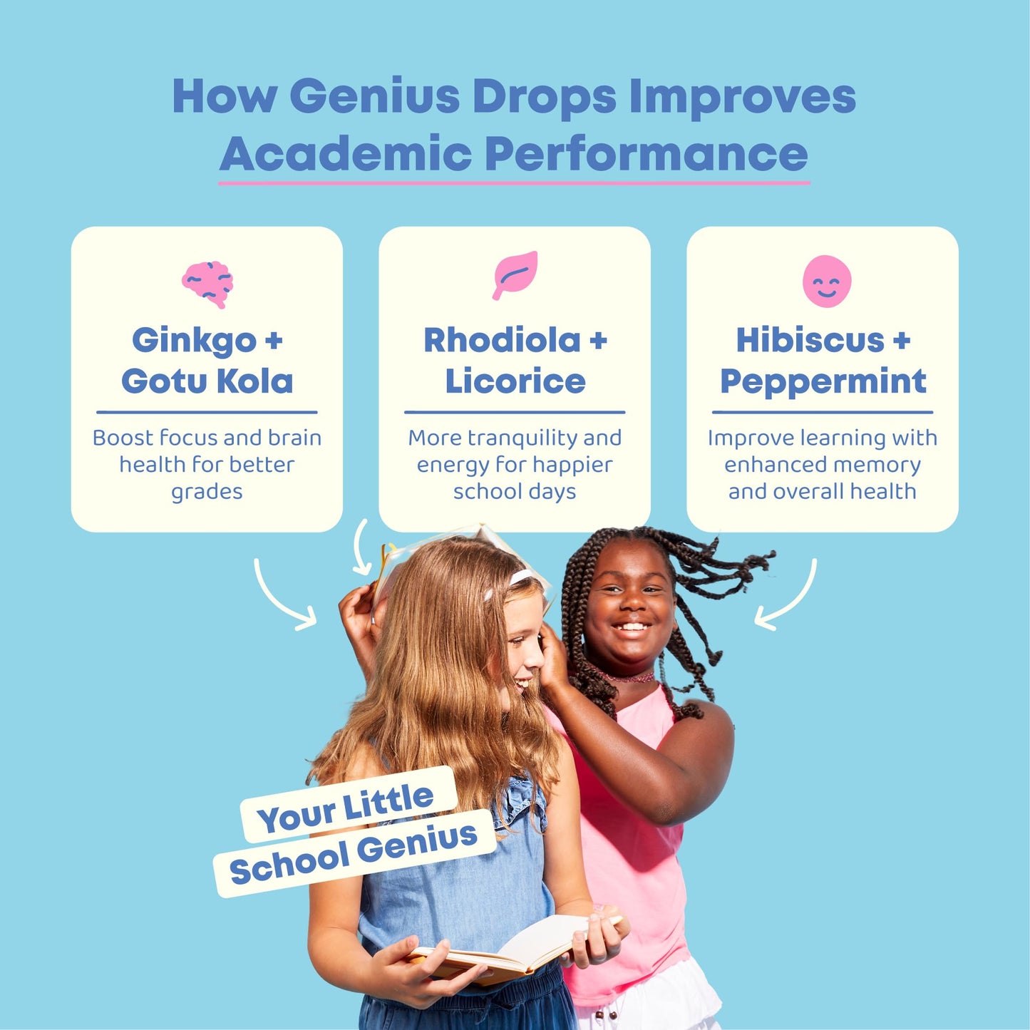 JoySpring Genius Drops for Kids | Clinically Proven Focus Supplement | Liquid Herbal Focus Supplement with Ginkgo Biloba for Kids (1 fl oz) 30 Servings Nirvana Guru