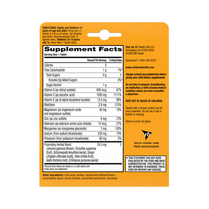 Airborne 1000mg Vitamin C With Zinc Effervescent Tablets, Immune Support Supplement With Powerful Antioxidants Vitamins A C & E - 20 Fizzy Drink Tablets, Zesty Orange Flavor Nirvana Guru