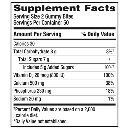 Caltrate Gummy Bites 500 mg Calcium and Vitamin D Supplement, Black Cherry, Strawberry, Orange - 100 Count Nirvana Guru