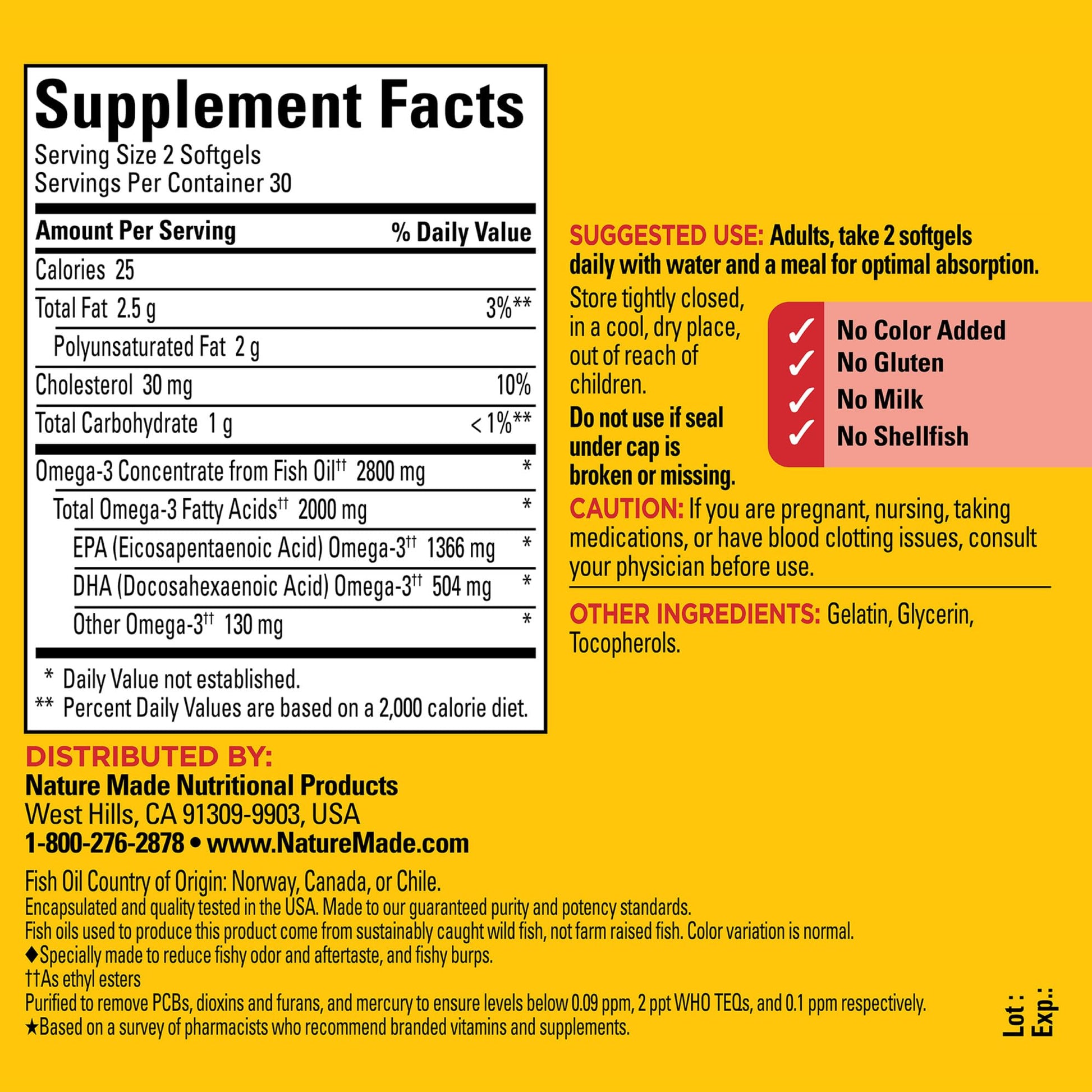 Nature Made Extra Strength Omega 3 Fish Oil Supplements, 2800mg, Fish Oil Omega 3 Supplements as Ethyl Esters for Healthy Heart, Brain, Eyes, Mood Support, 60 Softgels, 30 Day Supply - Nirvana Guru