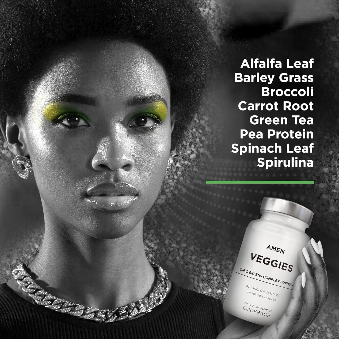 Amen Veggies, Daily Veggies Vitamins Supplement, Vegetables Vegan Blend & Whole-Food Raw Greens Multivitamin Capsules, Mushroom Complex, Superfood, Minerals, Green Vegetable Nutrients, Non-GMO, 90 ct Nirvana Guru