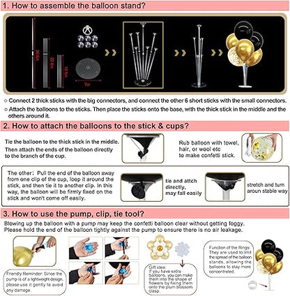 TONIFUL 4 Set Black Gold Balloon Centerpieces for Table,Balloon Stand Kit for Black Gold Party Decor 40th 50th 60th 70th Birthday Decorations Halloween Anniversary Graduation Decorations 2025 nirvanaguru
