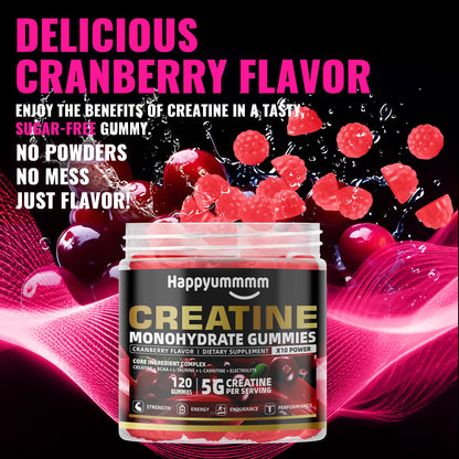 Creatine Monohydrate Gummies 5000mg for Men & Women, Chewables Creatine Monohydrate for Muscle Strength, Muscle Builder, Energy Boost, Pre-Workout Supplement(90 Count)-Strawberry.