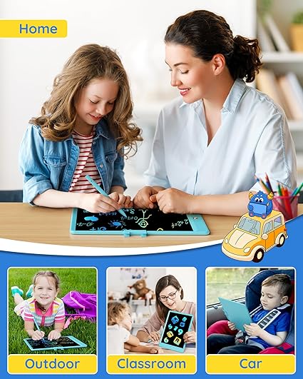 TEKFUN LCD Writing Tablet Doodle Board, 10inch Colorful Drawing Tablet Writing Pad, Kids Travel Essentials, Toddler Toys for 3 4 5 6 7 8 Year Old Girls Boys (Blue) nirvanaguru